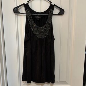 IZ Byer Elegant Black Beaded Women's Top